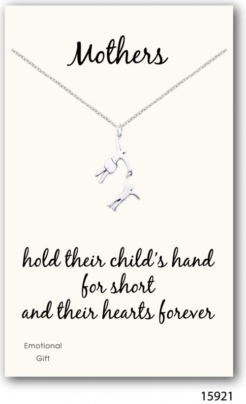 Mother&kids linked forever silver pendant